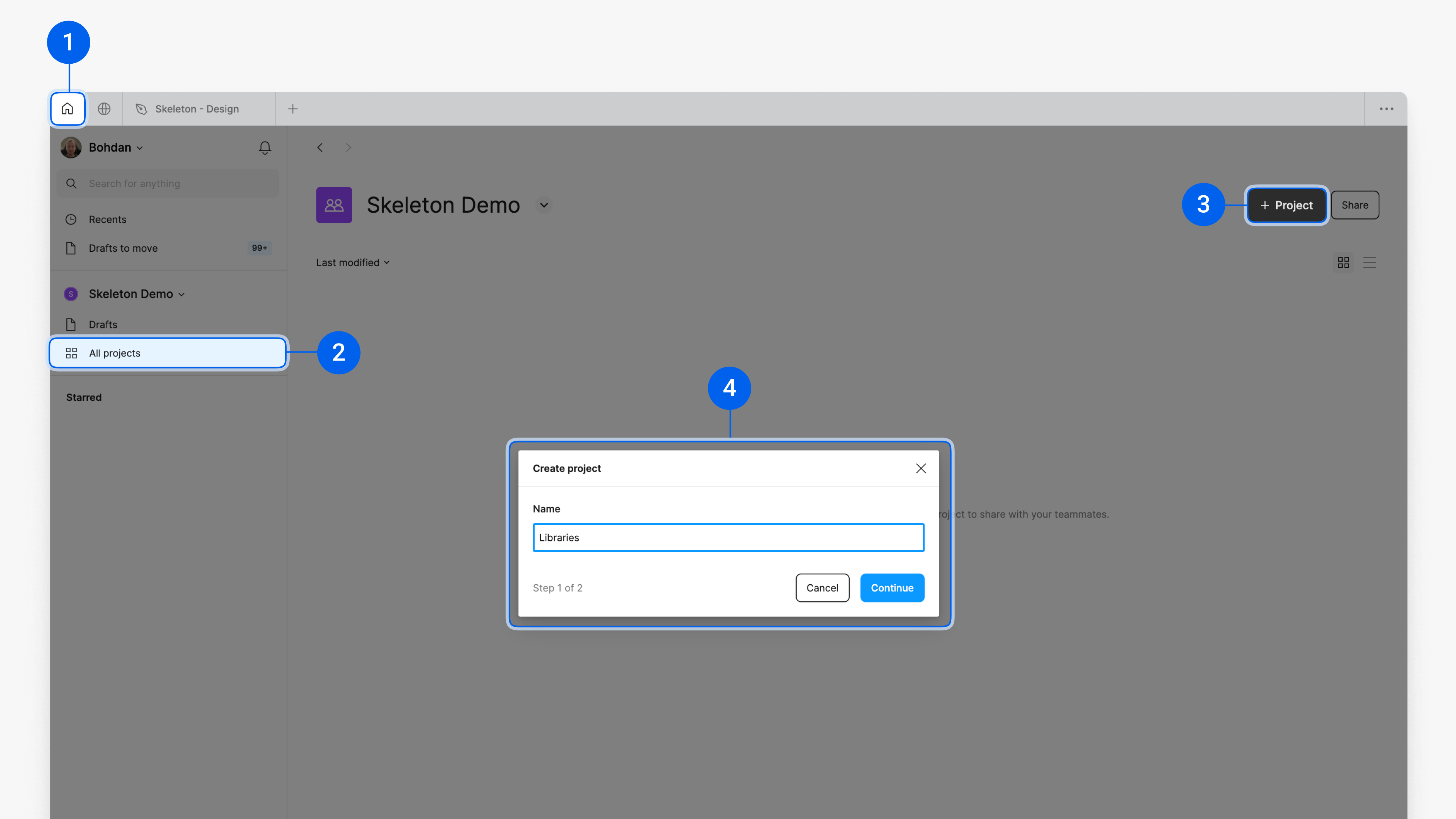 Create new project in Figma