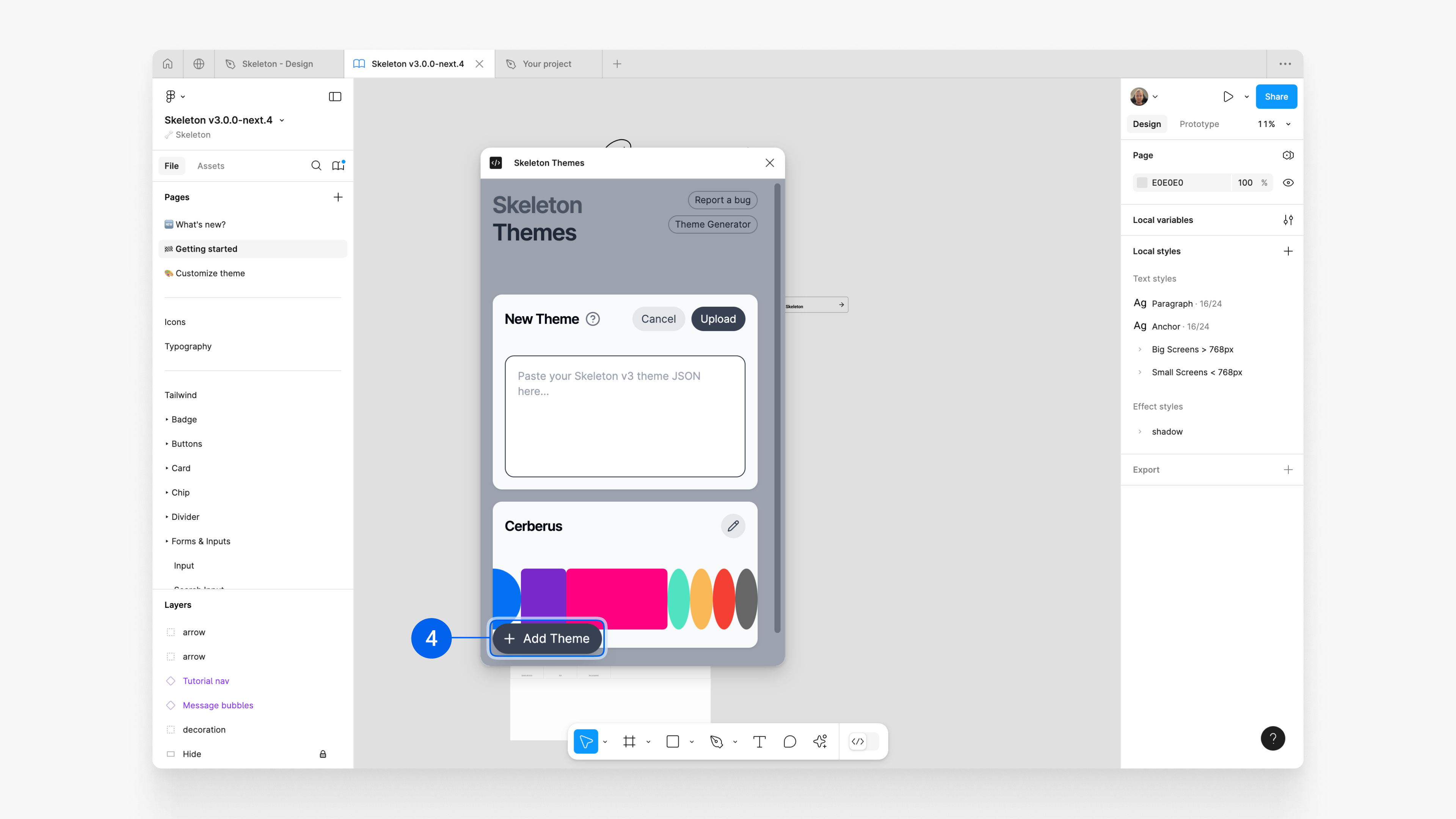 Select organization and theme list