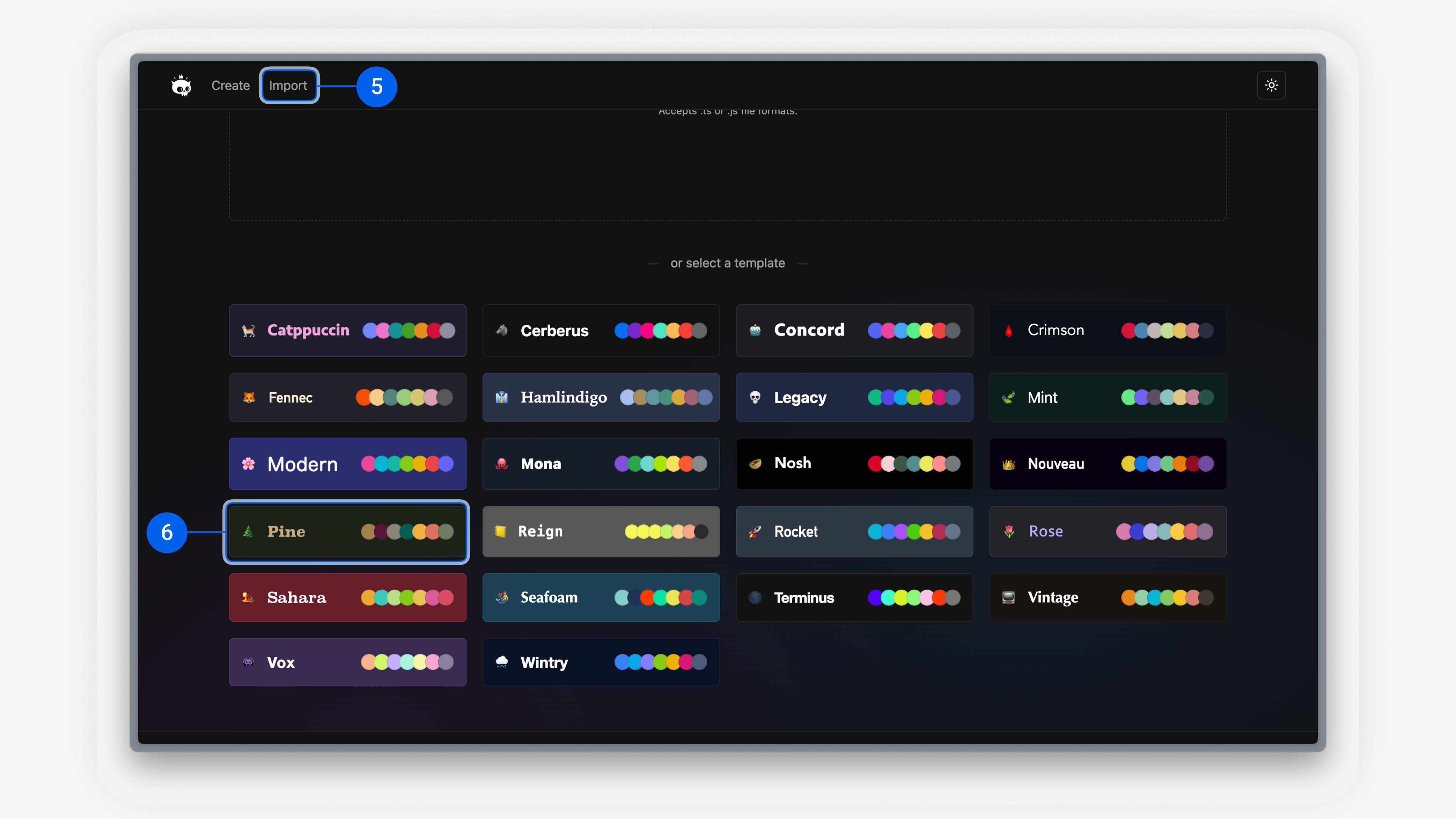 Select theme from list