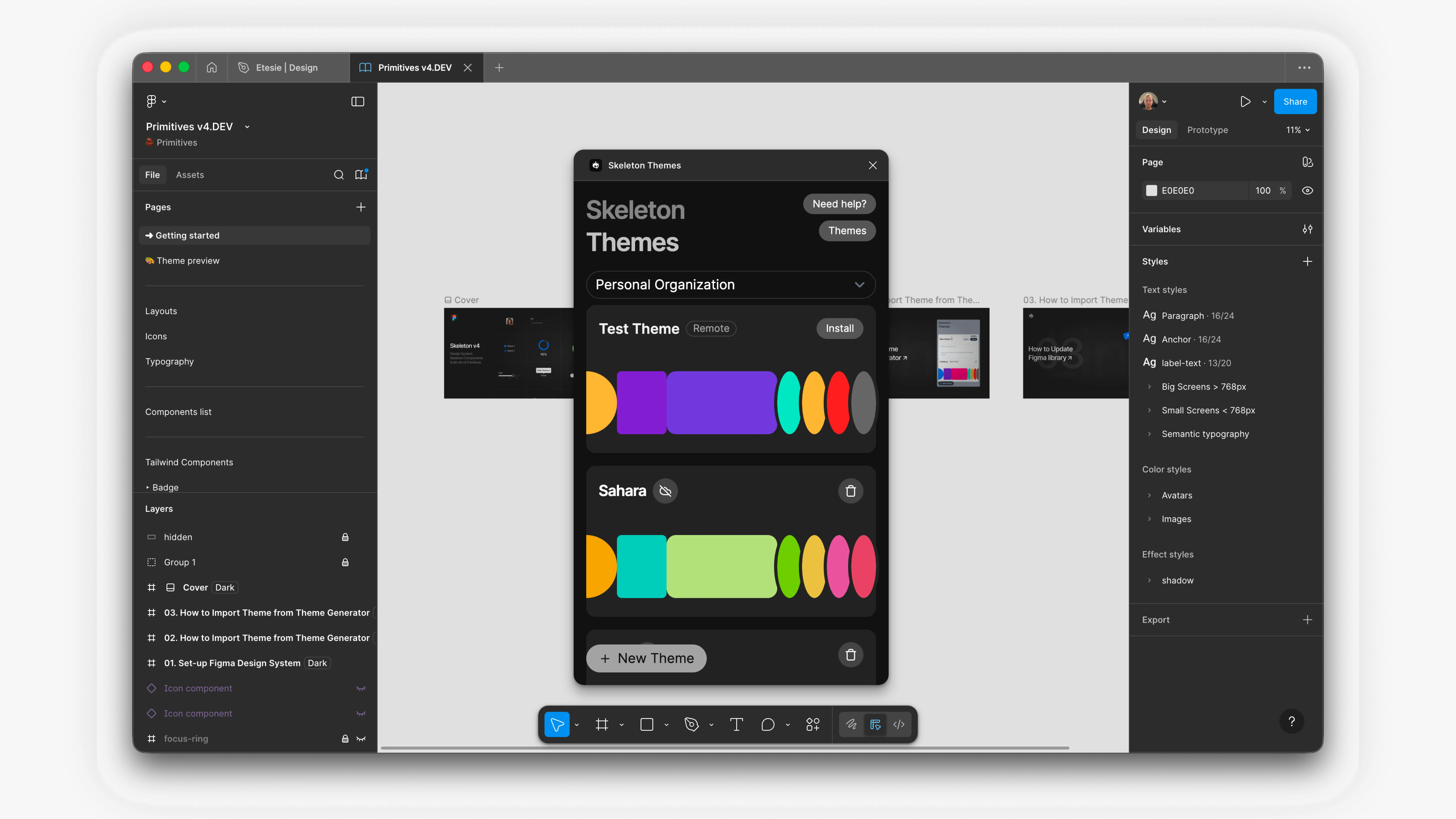 Select theme from list
