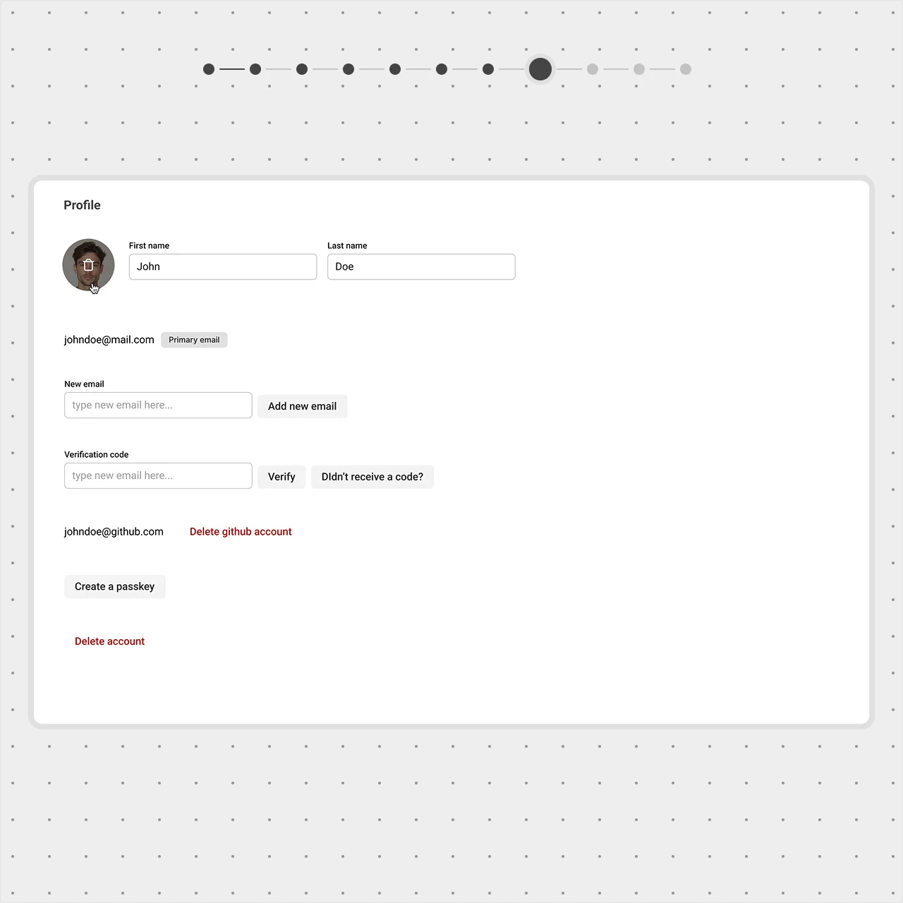 A profile page with an avatar. The 'After' view displays a Delete Photo button only when a photo is uploaded, keeping the layout clean compared to the always-visible button in the 'Before' view..