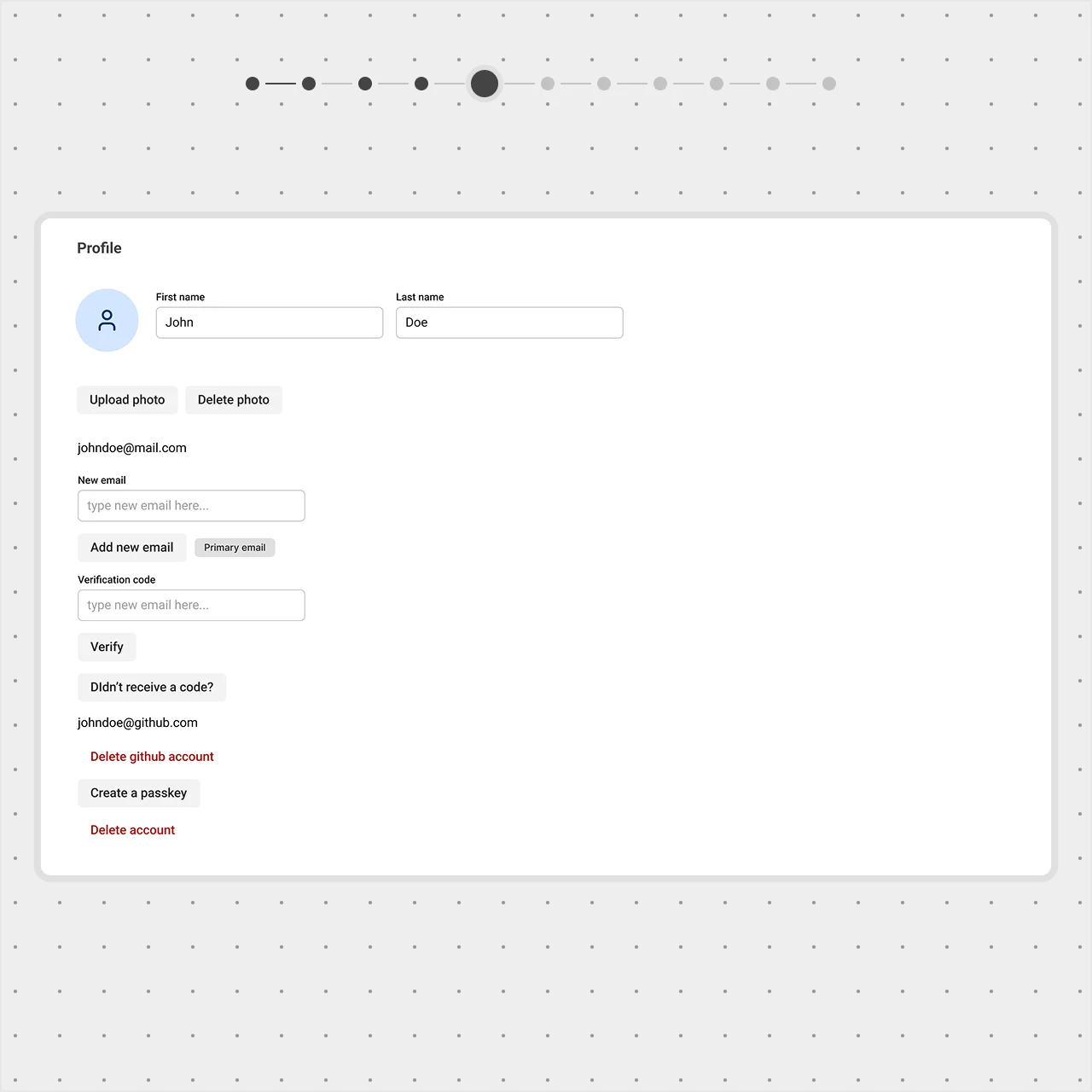 A profile page with Delete GitHub Account and Delete Account buttons. The 'After' view uses a soft-error style in red, making them stand out subtly compared to the 'Before' view.
